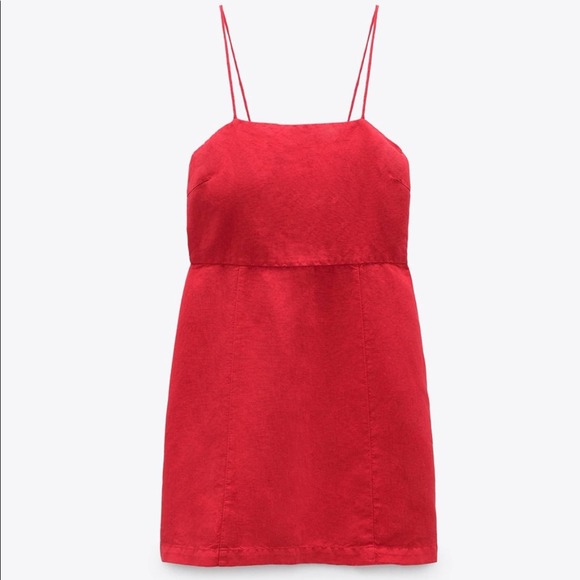 ZARA LINEN AND COTTON BLEND MINI DRESS - Picture 8 of 10